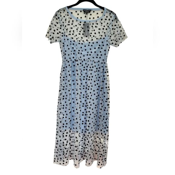 Wednesday's Girl dress light blue/ polka dots, Size XS, NWT - Picture 2 of 4